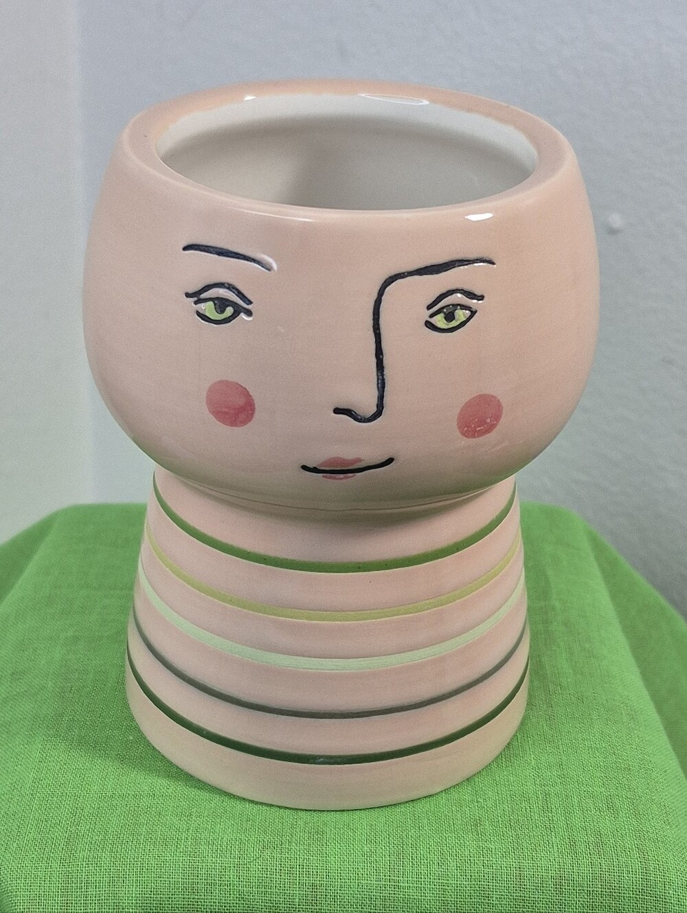 Opalhouse Ceramic Succulent Planter with Drain Plug Rosy Cheeks Face 4.5"